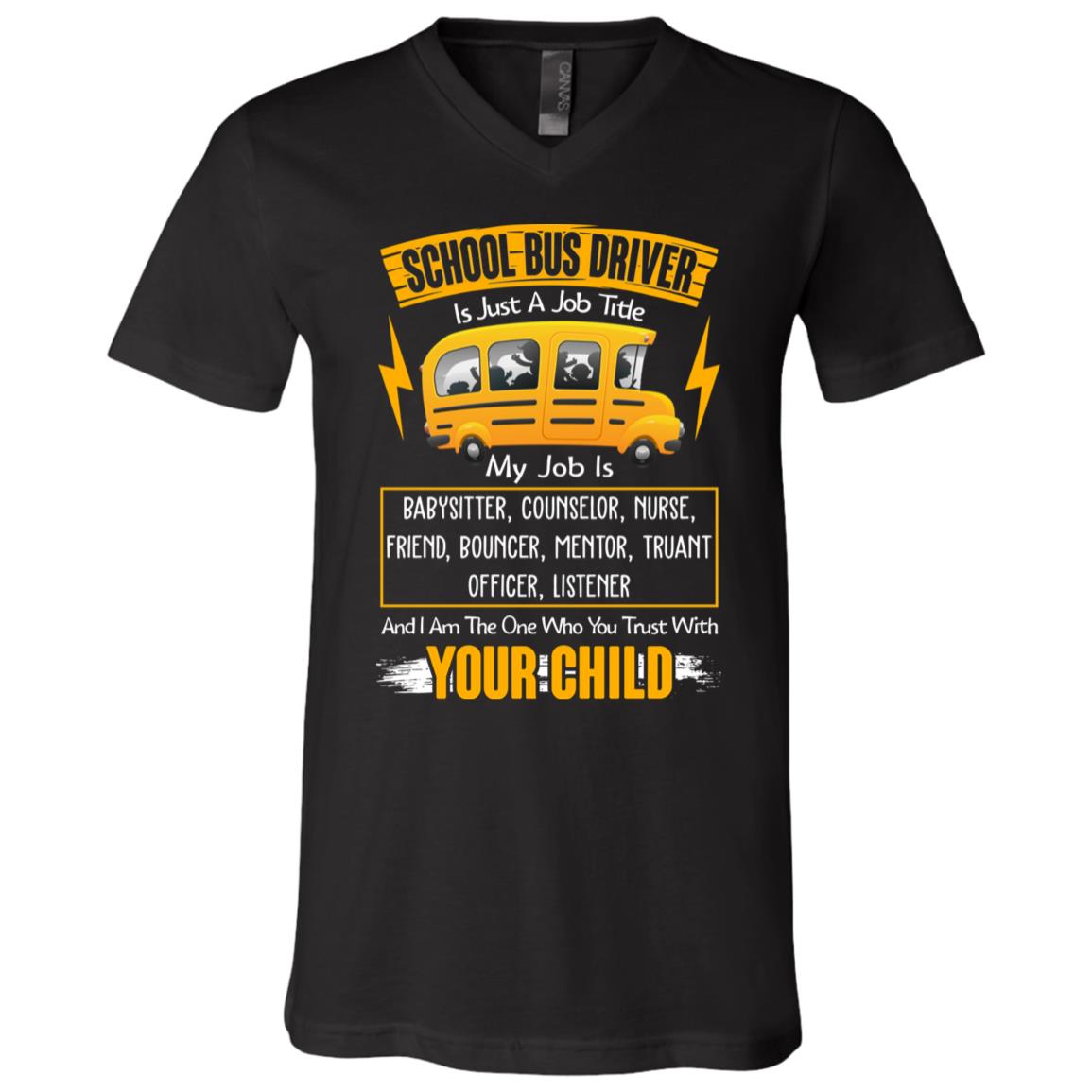 bus driver shirt, Black, V-Neck T-Shirt