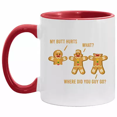 butt accent mug, White/Red, 11 oz. Accent Mug