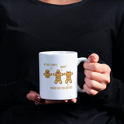 Alternative view of My Butt Hurts Gingerbread Christmas Ceramic Coffee Mug - Beer Stein - Water Bottle - Color Changing Mug