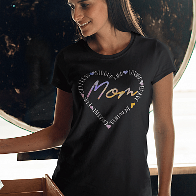 Alternative view of Mom Heart Words Ladies T-Shirt - Premium Ladies Triblend Dolman Sleeve Shirt