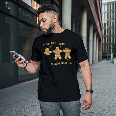 Alternative view of Funny My Butt Hurts Gingerbread Christmas T-Shirt