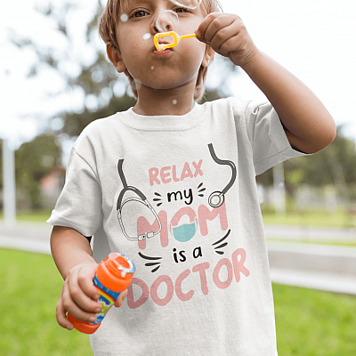 Alternative view of Doctor Mom Gift Relax My Mom Is a Doctor Youth Tee - Funny Toddler Shirt - Doctorate Baby