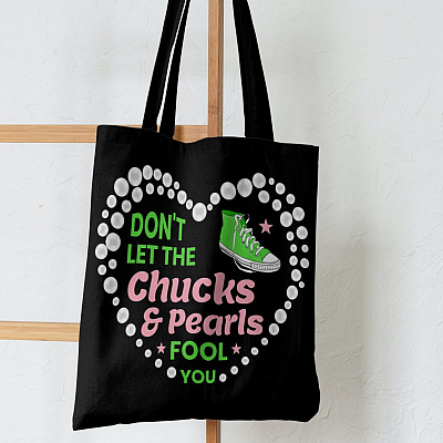 Alternative view of Kamala Harris Don't Let the Chucks and Pearls Fool You All Over Print Tote Bag - Shoulder Bag