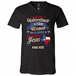 Personalized Texas Proud State T-shirt - V-neck - Never Underestimate Texas Women Shirt, Black, V-Neck T-Shirt