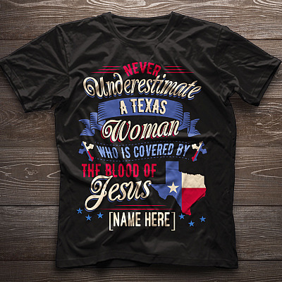 Alternative view of Personalized Texas Proud State T-shirt - V-neck - Never Underestimate Texas Women Shirt
