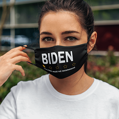 Alternative view of Biden Very Bad Would Not Recommend Funny Biden One Star Reusable Custom Printed Cloth Face Mask Cover