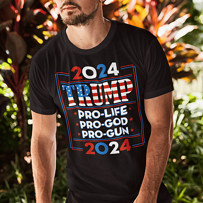 Alternative view of Trump 2024 Pro Trump Pro Gun Pro God T-shirt - V-neck - Anti Biden Shirt
