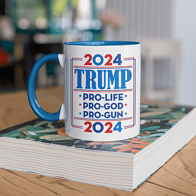 Alternative view of Trump 2024 Pro Trump Pro Gun Pro God - Anti Biden Accent Mug