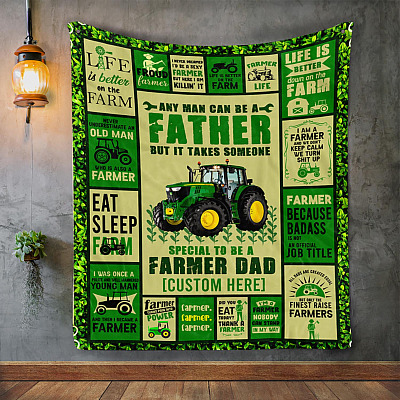 Alternative view of Personalized It Takes Someone Special To Be A Farmer Dad Fleece Blanket - Mink Blanket - Woven Blanket