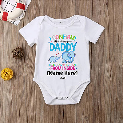 Alternative view of Personalized Elephant I Confirm Mom Loves You Daddy Funny Father's Day Baby Onesie - Baby Infant Bodysuit