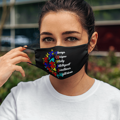 Alternative view of Autism Awareness Mask Always Unique Totally Intelligent Sometimes Mysterious Cloth Face Mask Cover
