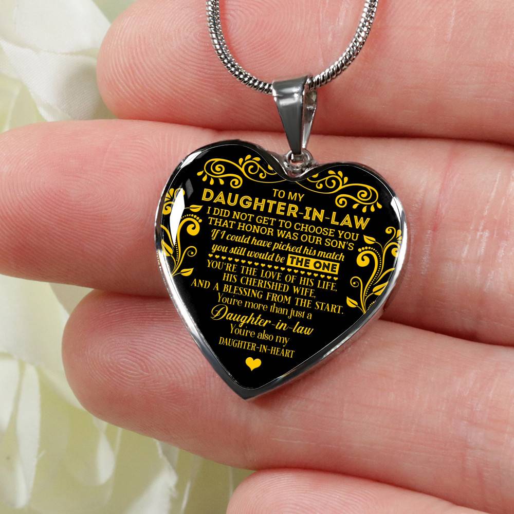 To My Daughter In Law I Did Not Get To Choose You That Honor Was Our Son's Heart Pendant Necklace - Heart Luxury Necklace (Silver)