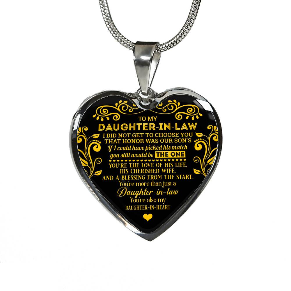 To My Daughter In Law I Did Not Get To Choose You That Honor Was Our Son's Heart Pendant Necklace - Heart Luxury Necklace (Silver)
