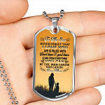 Mom To My Son Never Forget that I Love You Life Is Filled with Hard Times Dog Tag Pendant Necklace - Dog Tag (Silver)