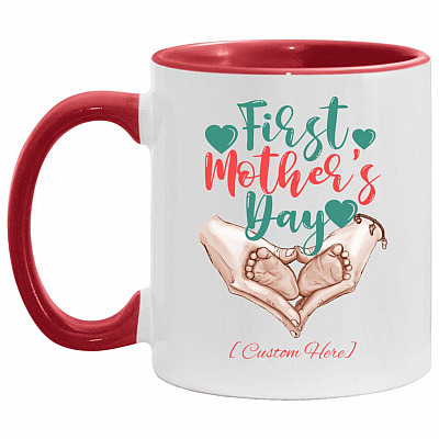 Personalized Accent Mug, White/Red, 11 oz. Accent Mug