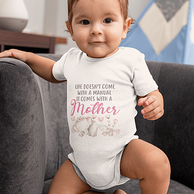 Alternative view of Life Does Not Come With A Manual It Comes With A Mother Elephant Baby Onesie - Baby Infant Bodysuit