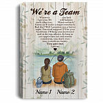 Personalized Fishing Lover Couple Framed Canvas - We're a Team Unframed Poster, White, 0.75'' Framed Canvas