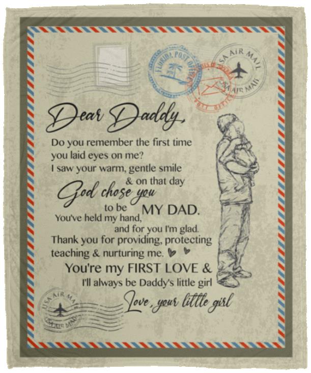 Dear Daddy Blanket, White, Cozy Plush Fleece Blanket - 50x60