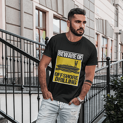 Alternative view of Funny Beware Of Offshore Drilling T-Shirt
