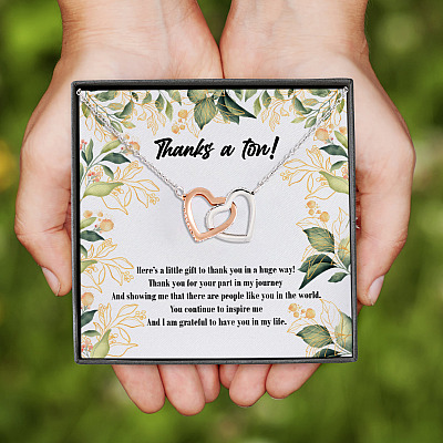 Alternative view of Thanks A Ton I Am Grateful To Have You In My Life Interlocking Hearts Pendant Necklace