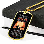 Mom To My Son Never Forget That I Love You I Believe In Love At First Sight Dog Tag Pendant Necklace - Dog Tag (Gold Plated)