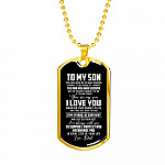 Dad To My Son You Have Given Me so Many Reasons to Be Proud of The Man Dog Tag Pendant Necklace - Dog Tag (Gold Plated)