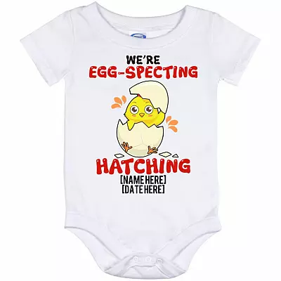 Personalized Egg, White, Baby Onesie - 12 Month
