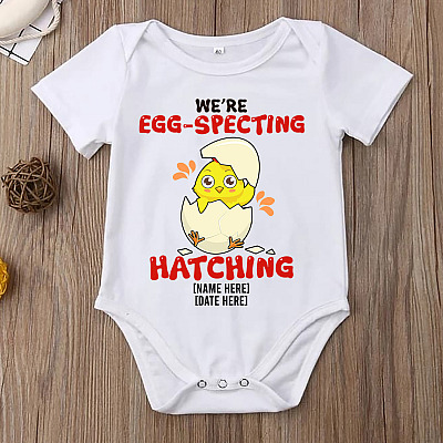 Alternative view of Personalized We're Egg-Specting Hatching Baby Onesie - Baby Infant Bodysuit