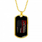 Vintage Till Valhall America Flag Dog Tag Pendant Necklace - Dog Tag (Gold Plated)