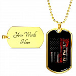 Vintage Till Valhall America Flag Dog Tag Pendant Necklace - Dog Tag (Gold Plated)