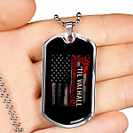 Vintage Till Valhall America Flag Dog Tag Pendant Necklace - Dog Tag (Silver)
