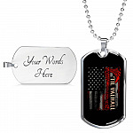 Vintage Till Valhall America Flag Dog Tag Pendant Necklace - Dog Tag (Silver)