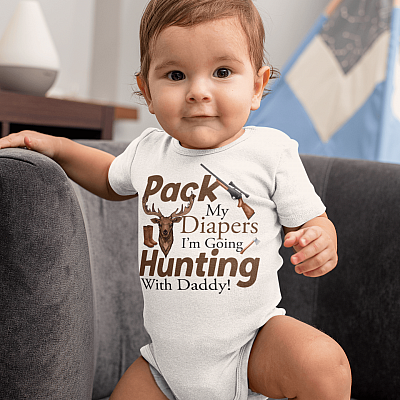 Alternative view of Pack My Diapers I'm Going Hunting With Daddy Baby Onesie - Baby Infant Bodysuit