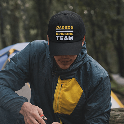 Alternative view of Dad Bod Drinking Team Beer Funny Twill Cap - Trucker Hat - High-Profile Snapback Hat