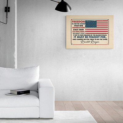 Alternative view of Freedom Is Never More Than One Generation Wrapped Framed Canvas Prints - Unframed Poster