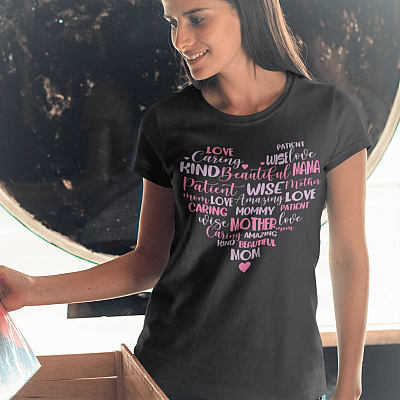 Alternative view of Mother Mommy Heart Words Ladies Shirt - Premium Ladies Triblend Dolman Sleeve Shirt