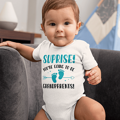 Alternative view of Surprise You're Going To Be Grandparents Baby Boy Baby Onesie - Baby Infant Bodysuit