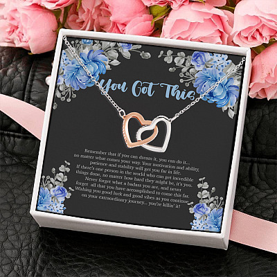 You Got This If You Can Dream It You Can Do It Interlocking Hearts Pendant Necklace