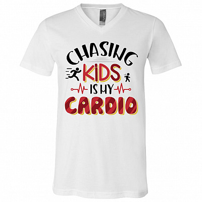 Chasing Tshirt, White, V-Neck T-Shirt