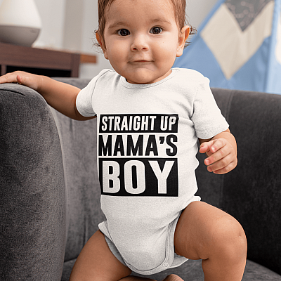 Alternative view of Straight Up Mama's Boy Baby Onesie - Toddler Baby Infant Bodysuit - Mother's Day Boy Outfit