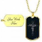 He Is Risen Cross - Christianity Gift - Christians Gift Dog Tag Pendant Necklace - Dog Tag (Gold Plated)