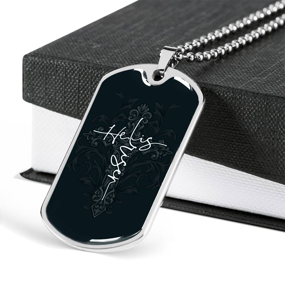 He Is Risen Cross - Christianity Gift - Christians Gift Dog Tag Pendant Necklace - Dog Tag (Silver)