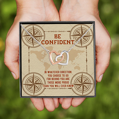 Alternative view of Be Confident In Whatever Direction You Choose To Go Interlocking Hearts Pendant Necklace