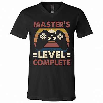 Graduation Master's T, Black, V-Neck T-Shirt