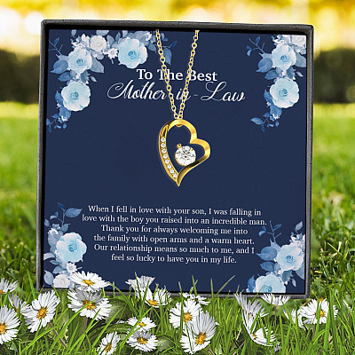 To The Best Mother In Law When I Fell In Love With Your Son From Daughter In Law Forever Love Heart Pendant Necklace