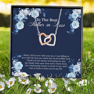 To The Best Mother In Law When I Fell In Love With Your Son From Daughter In Law Interlocking Hearts Pendant Necklace