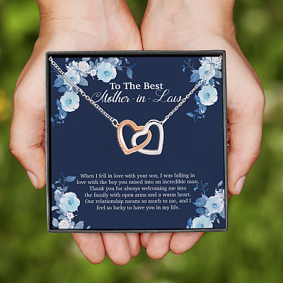 Alternative view of To The Best Mother In Law When I Fell In Love With Your Son From Daughter In Law Interlocking Hearts Pendant Necklace