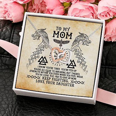 To My Mom There's Strength Within You Even When You Feel Weak Joined Interlocking Hearts Necklace