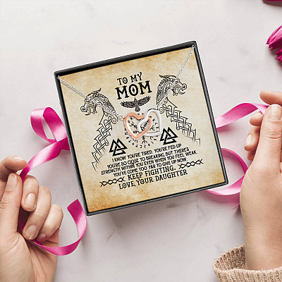 Alternative view of To My Mom There's Strength Within You Even When You Feel Weak Joined Interlocking Hearts Necklace