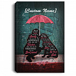 Personalized Girl And Dog, White, 0.75'' Framed Canvas